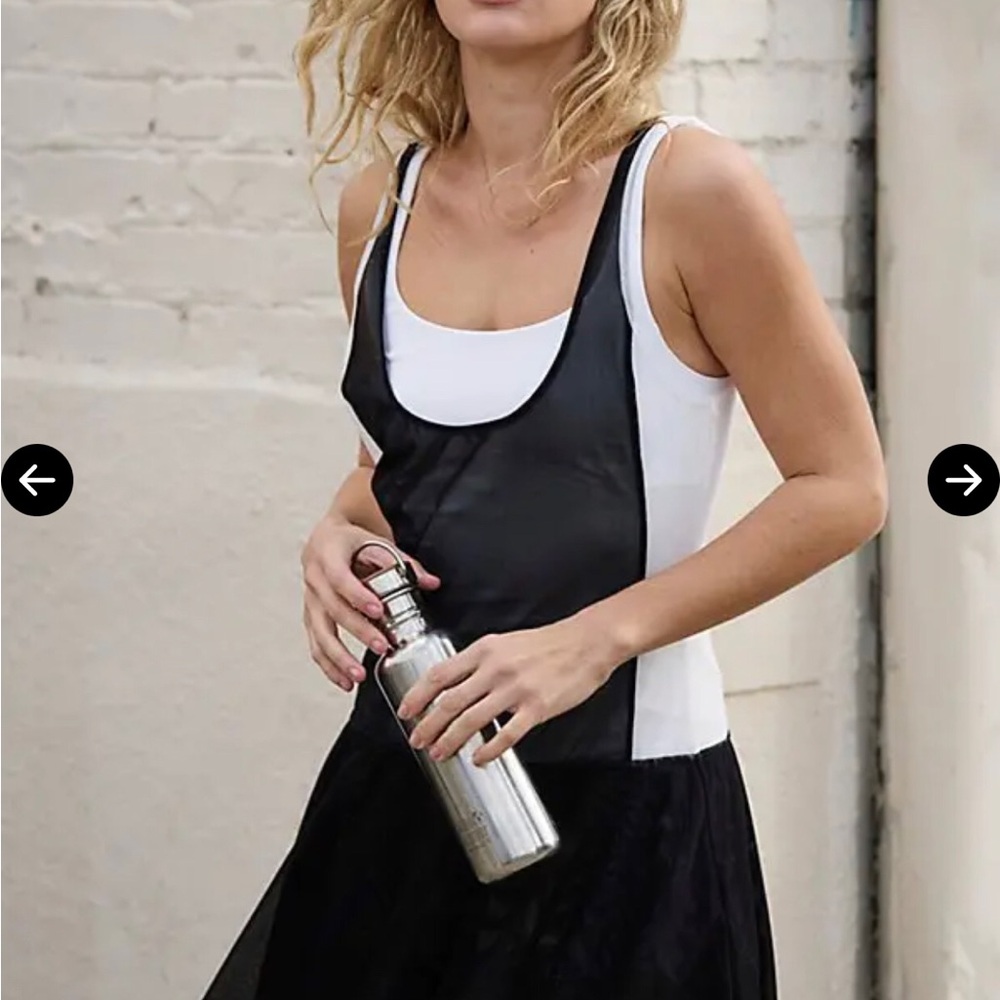 Free People Sports Black and White Layered Tank Dress NWOT